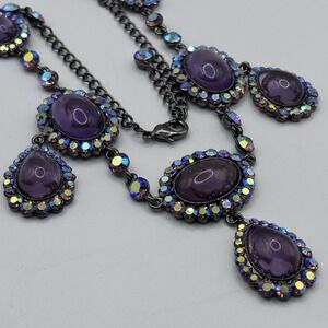 Aurora Borealis Purple Rhinestone Necklace Signed SNK Netherlands